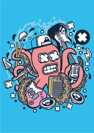 卡通人物漫画T恤印花矢量