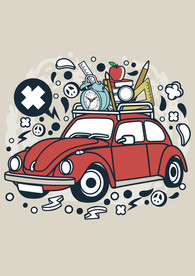 卡通人物漫画T恤印花矢量