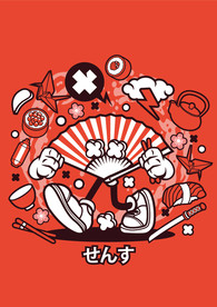 卡通人物漫画T恤印花矢量