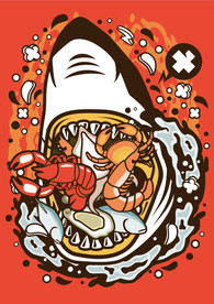 卡通人物漫画T恤印花矢量