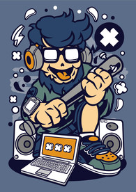 机器人漫画T恤印花矢量