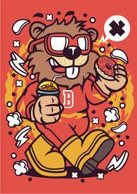 机器人漫画T恤印花矢量