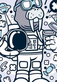 机器人漫画T恤印花矢量