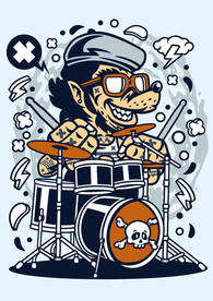 机器人漫画T恤印花矢量