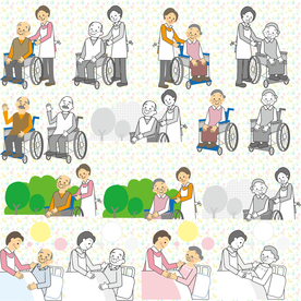 护理老人插画