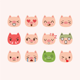 猪  手绘猪  卡通猪