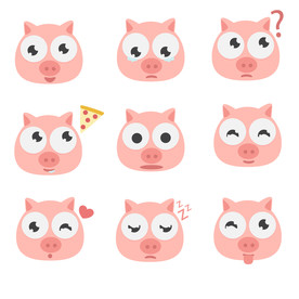 猪  手绘猪  卡通猪