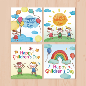 卡通儿童背景插图矢量