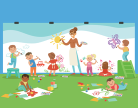 卡通儿童背景插图矢量