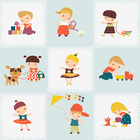 卡通儿童背景插图矢量