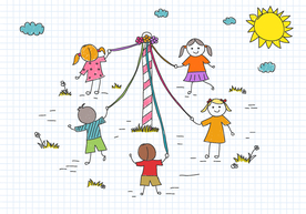 手绘儿童玩游戏