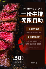 牛排自助美食活动海报素材