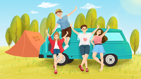 户外旅游旅行插画卡通海报素材