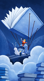 蜗牛人物阅读插画卡通海报素材