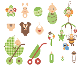 母婴图标素材矢量