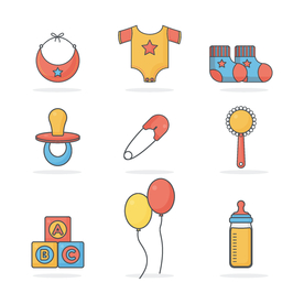 母婴图标素材矢量