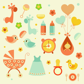 母婴图标素材矢量