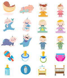 母婴图标素材矢量