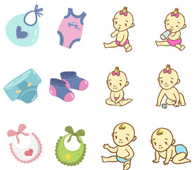 母婴图标素材矢量