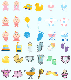 母婴图标素材矢量