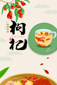 简约养生枸杞宣传海报