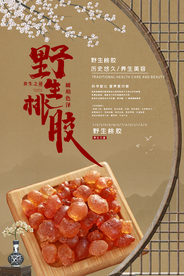 中国风野生桃胶海报