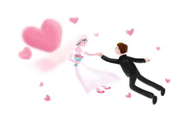 卡通七夕情人节0婚礼主题插画节