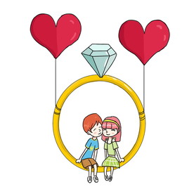 七夕情人节钻戒插画节日元素