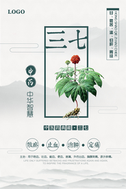 中国风三七中药文化宣传海报