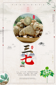 中国风中药文化三七促销海报