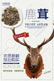 简约鹿茸保健品促销海报