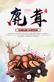 中国风鹿茸养生保健品海报