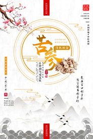 中式风苦参中国海报