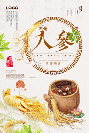中国风人参中药材海报