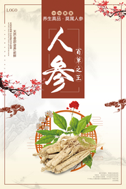大气简约中医人参海报