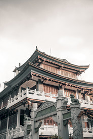 华人街复古建筑背景海报素材