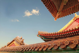 屋檐复古建筑背景海报素材