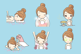 精致女孩美容护肤瑜伽