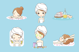 精致女孩美容护肤瑜伽