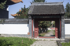 农村院门建筑复古背景海报素材