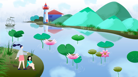 户外风景卡通插画