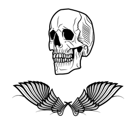 卡通翅膀 人头骨