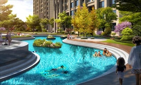 小区别墅洋房庭院泳池建筑景观