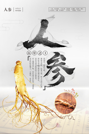 人参中药西洋参中国风海报