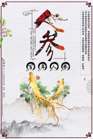 中国风人参西洋参海报