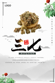 水墨风三七海报宣传