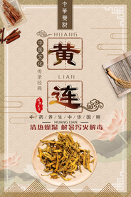 黄连药材中药古典海报