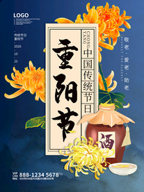 重阳节敬老节传统习俗宣传海报