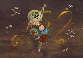 敦煌插画壁画背景海报素材