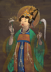 敦煌插画壁画背景海报素材